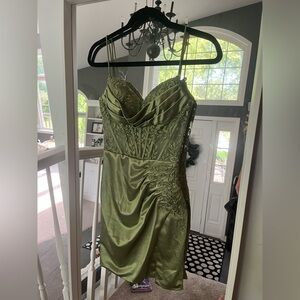 Elegant Green Embroidered Dress